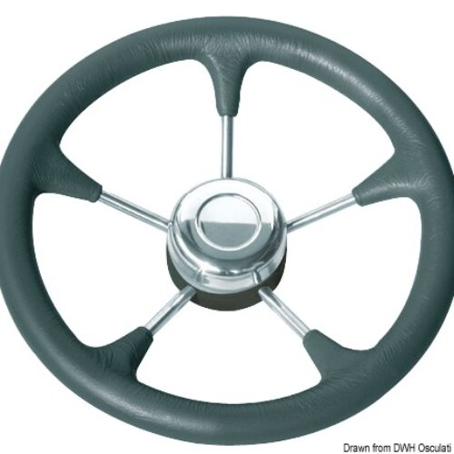 Polyurethane steer. wheel SS spokes Ø 280 mm black