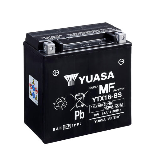 Yuasa akku, YTX16-BS (cp) Happopatruuna mukana (3)